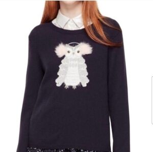 || KATE SPADE || Broome Street Navy Owl Sweater Crewneck Long Sleeves Sz XS